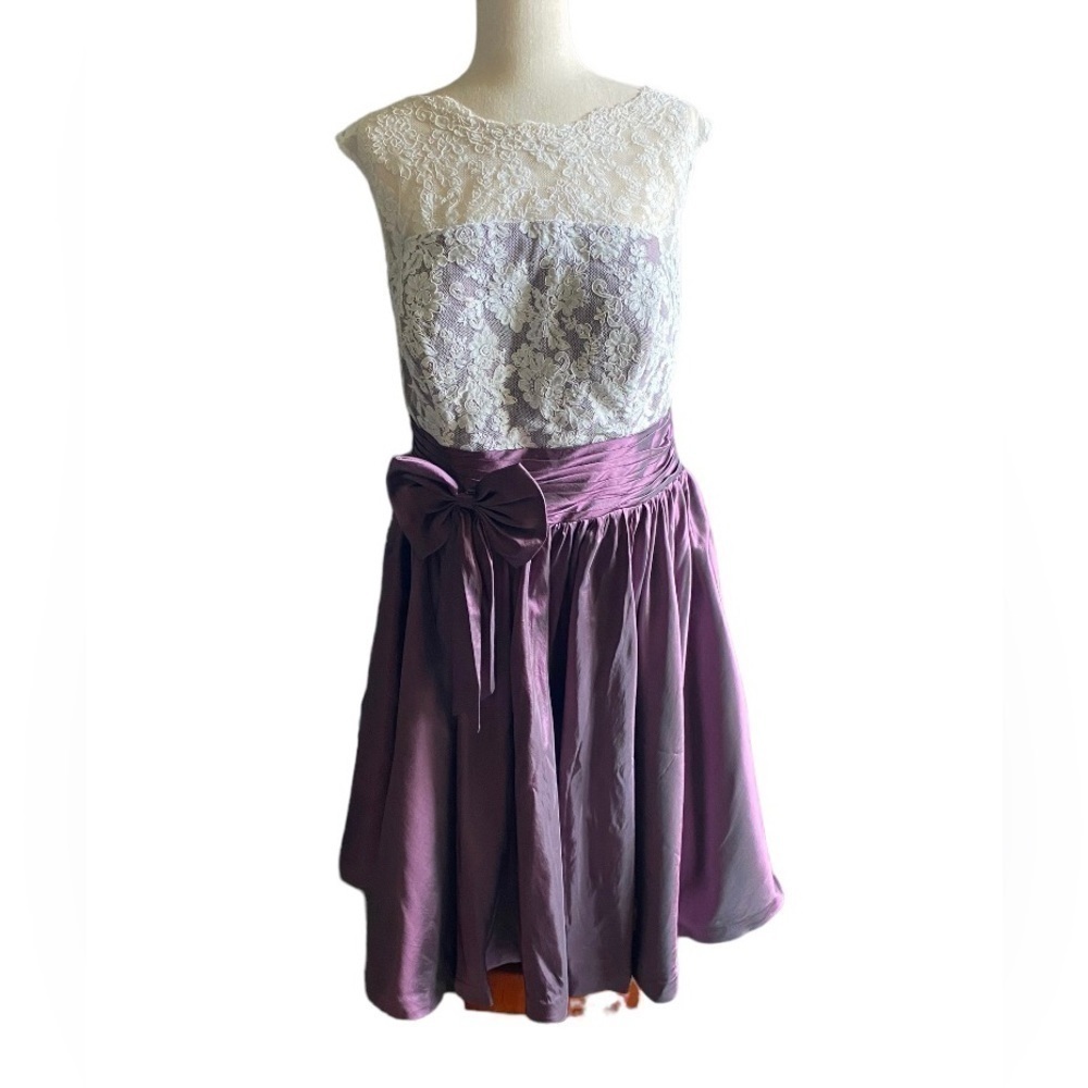 NWT-LAN TING-WHITE & PURPLE TEA LENGTH DRESS-SIZE 20/22